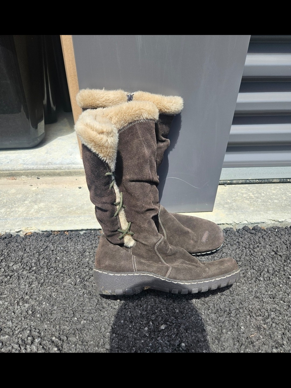 BareTraps Brown Suede Faux Fur Winter Boots Womens Tall Cold Weather Boots 8.5